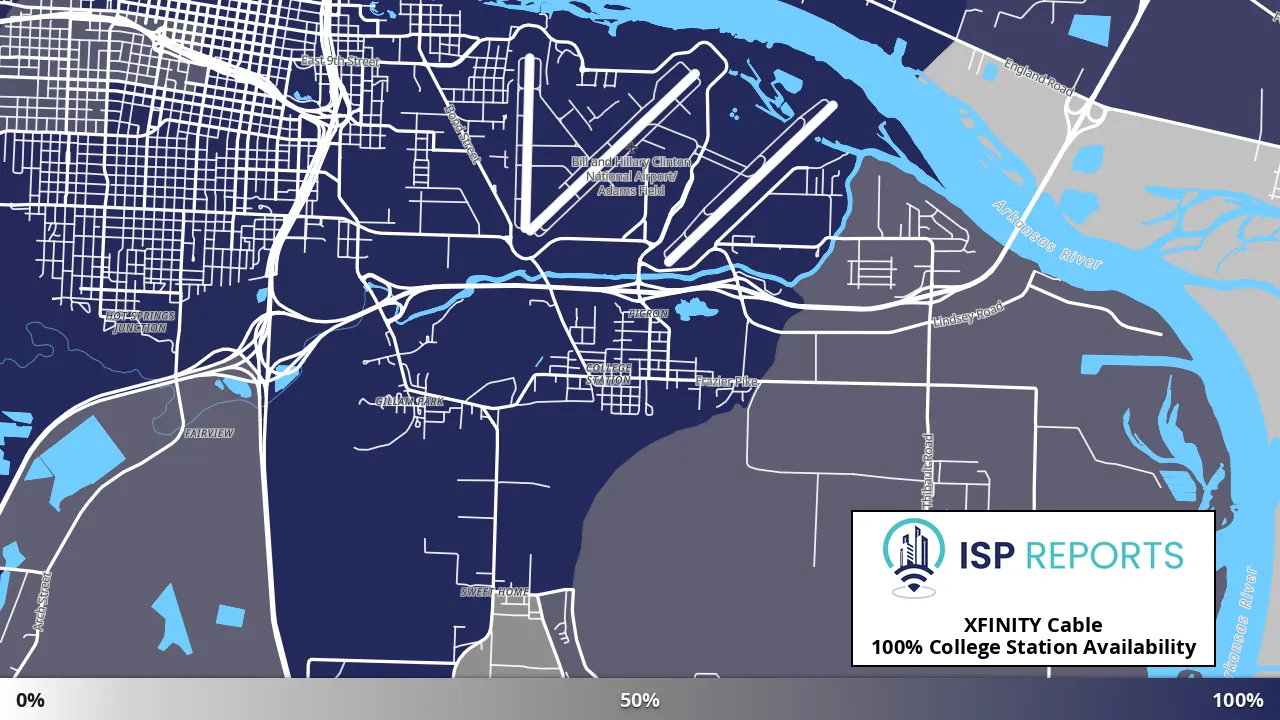 College Station, AR map of internet availability
