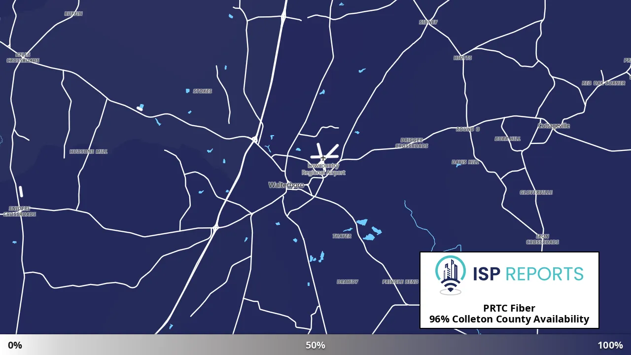 Colleton County, SC map of internet availability