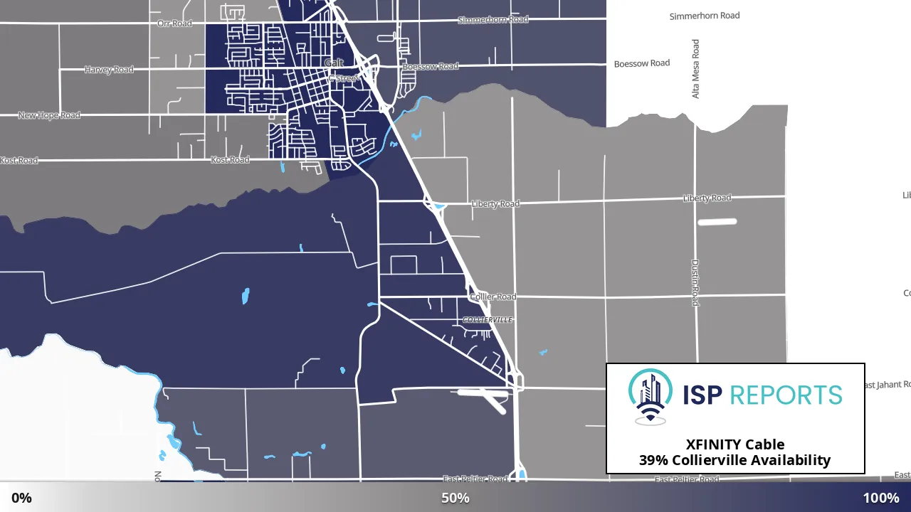 Collierville, CA map of internet availability