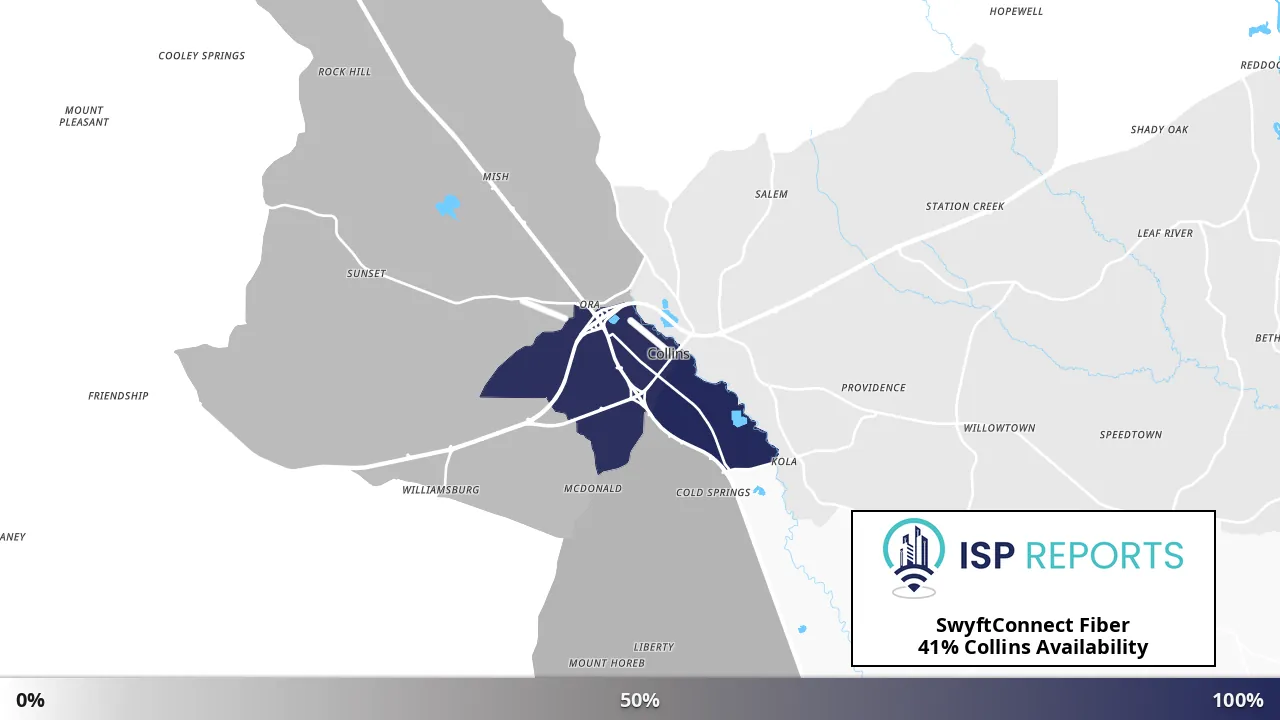 Collins, MS map of internet availability