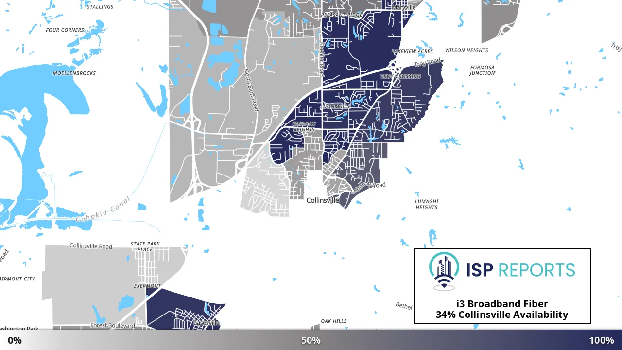 Collinsville, IL map of internet availability