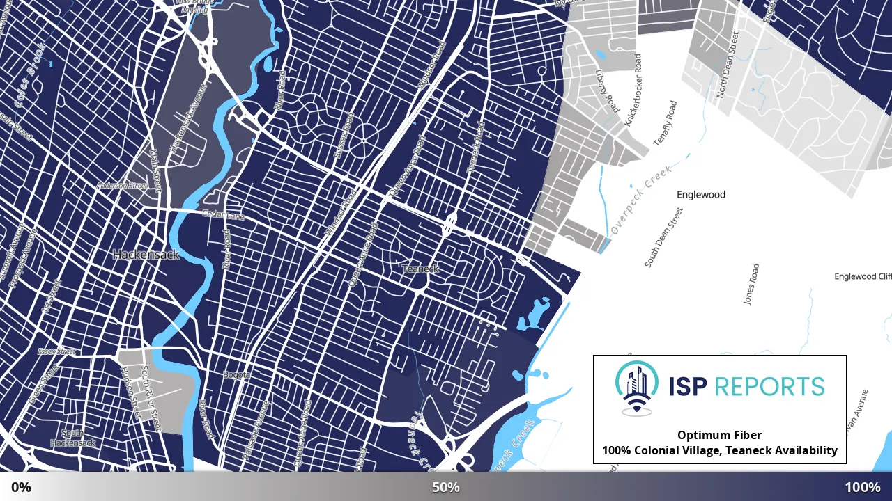 Colonial Village, Teaneck, NJ map of internet availability