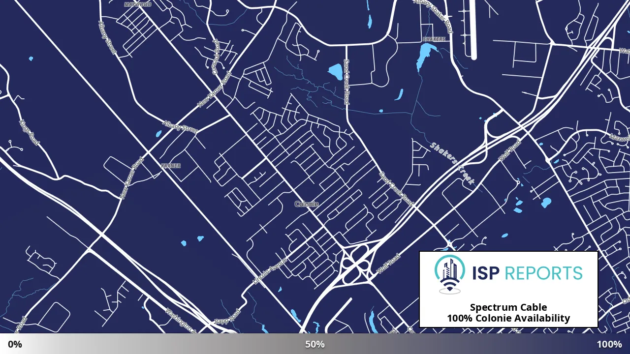 Colonie, NY map of internet availability