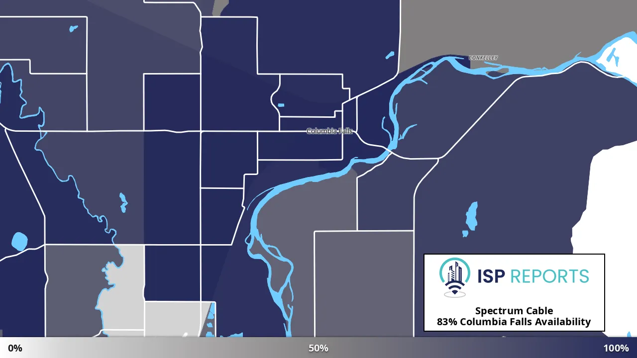 Columbia Falls, MT map of internet availability