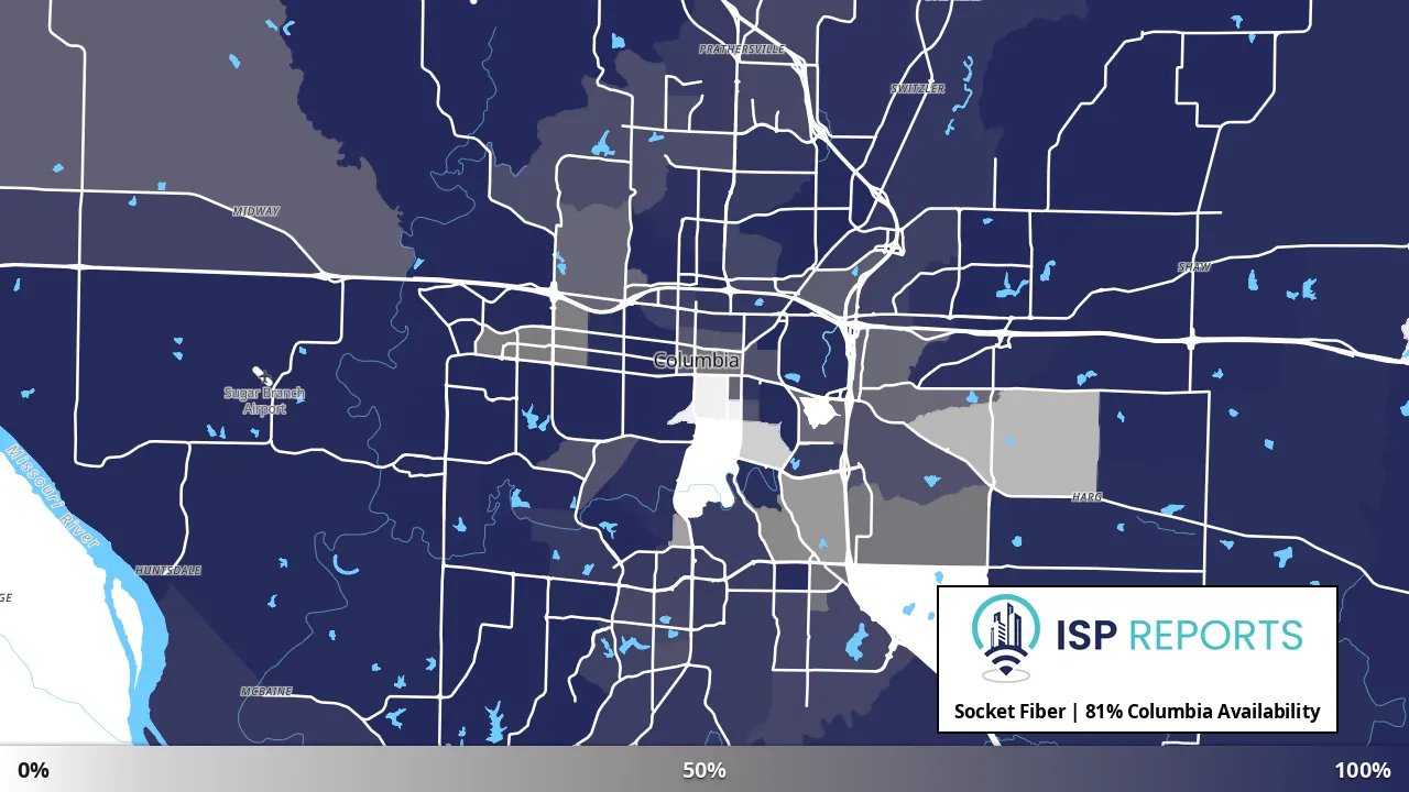 Columbia, MO map of internet availability