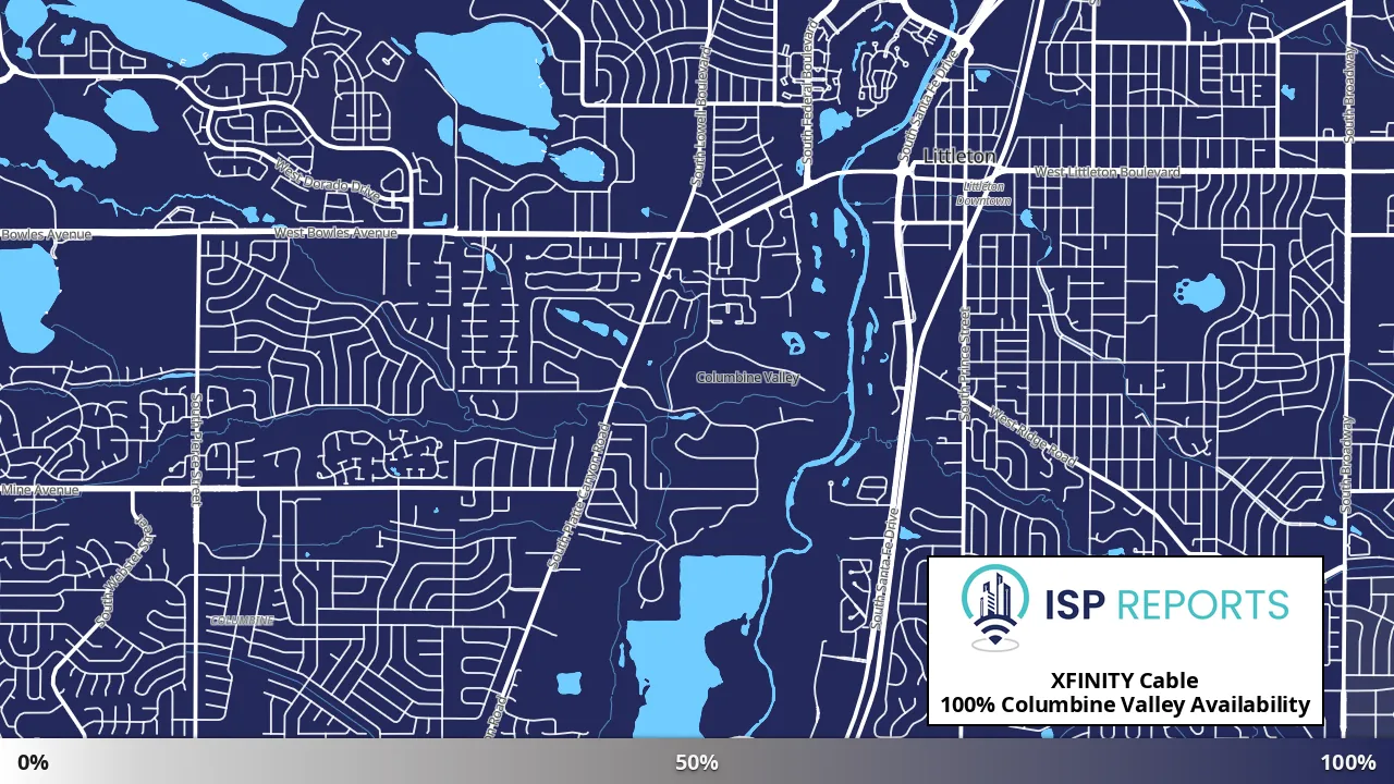 Columbine Valley, CO map of internet availability