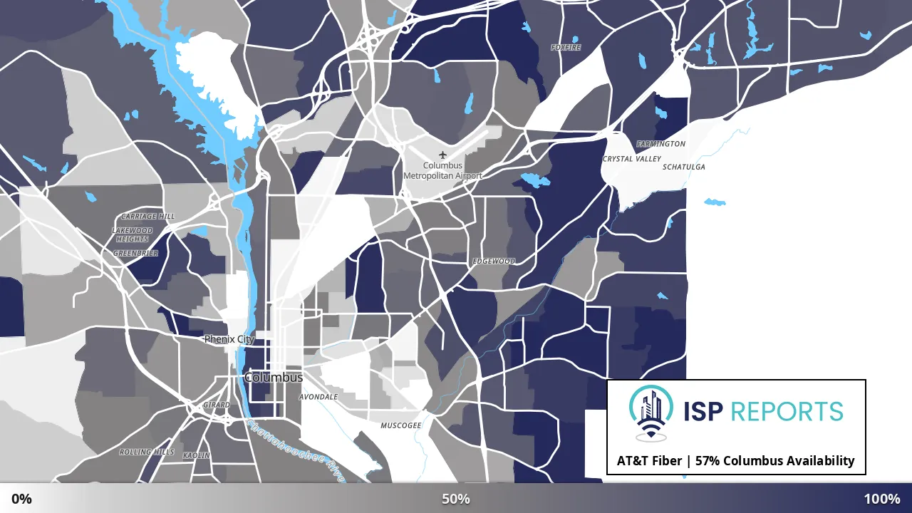 Columbus, GA map of internet availability