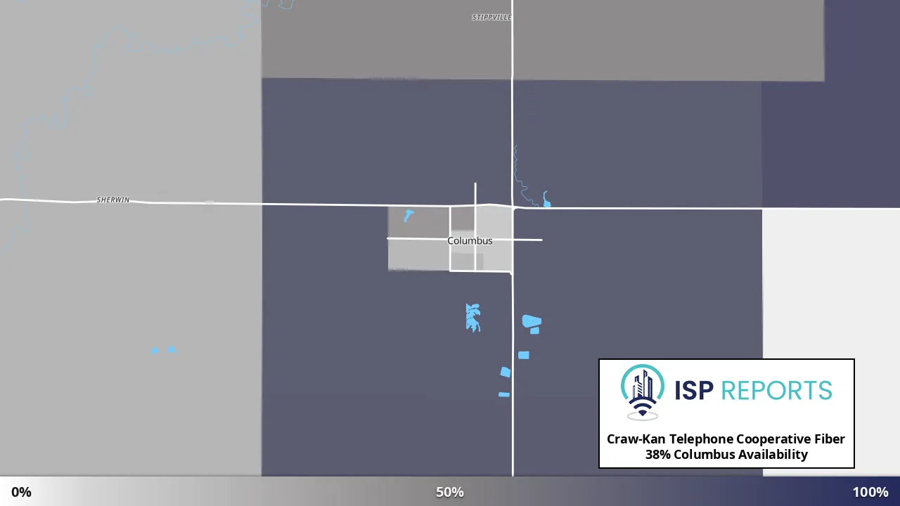 Columbus, KS map of internet availability
