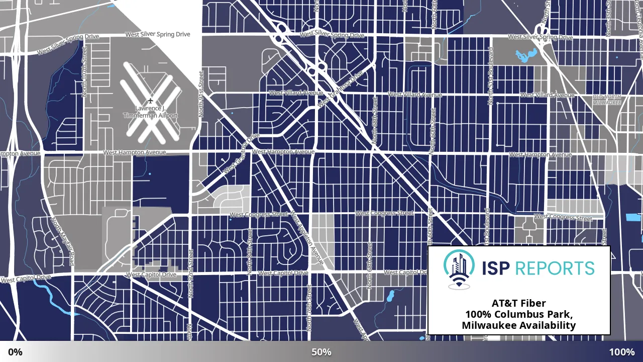 Columbus Park, Milwaukee, WI map of internet availability