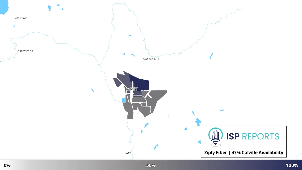 Colville, WA map of internet availability