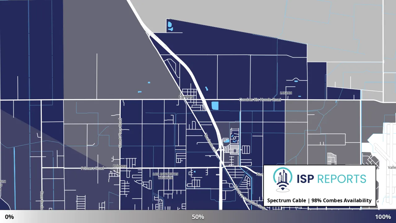 Combes, TX map of internet availability