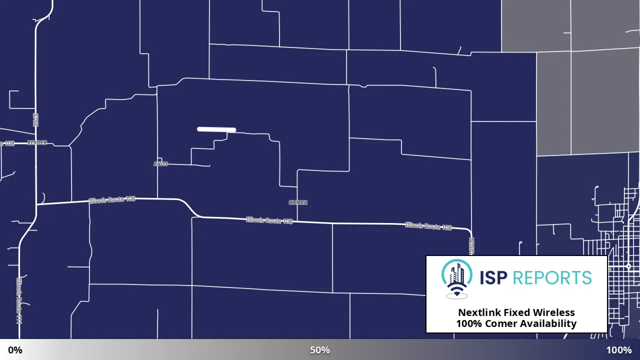 Comer, IL map of internet availability