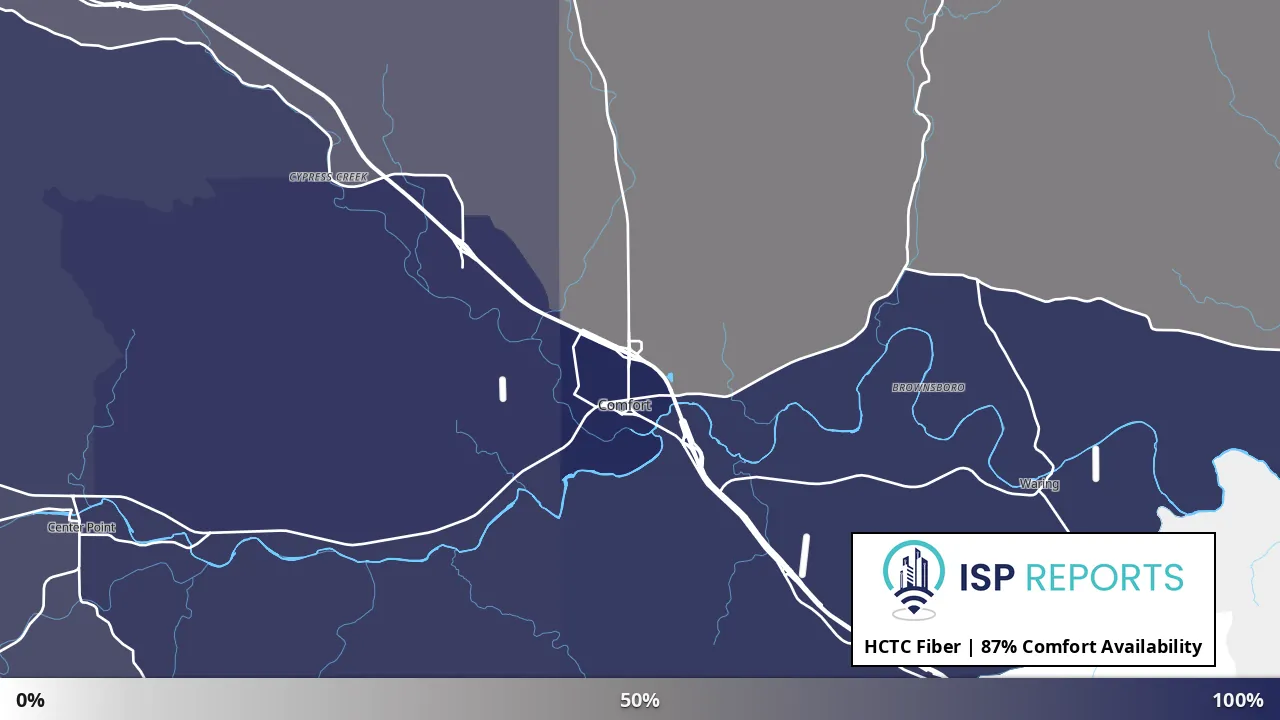 Comfort, TX map of internet availability