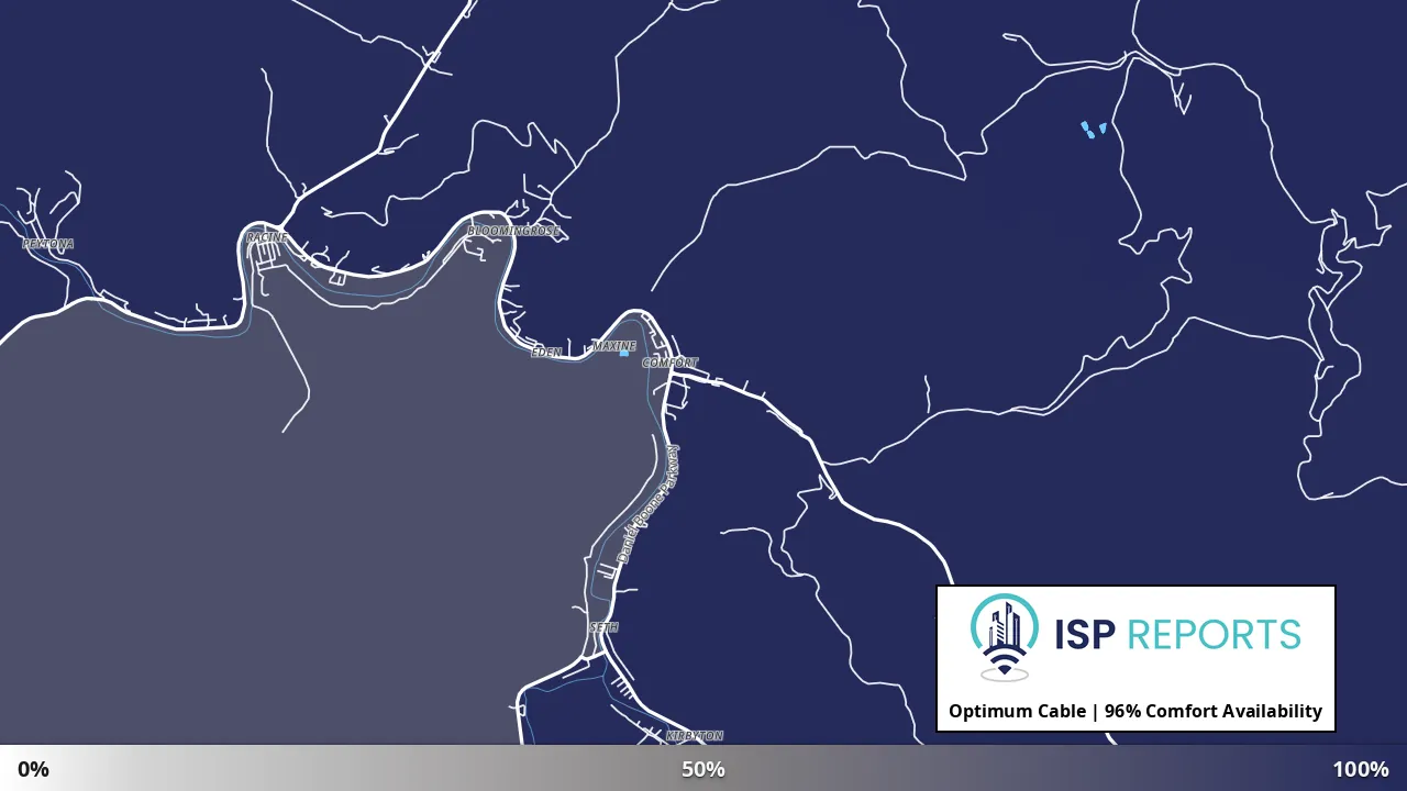 Comfort, WV map of internet availability