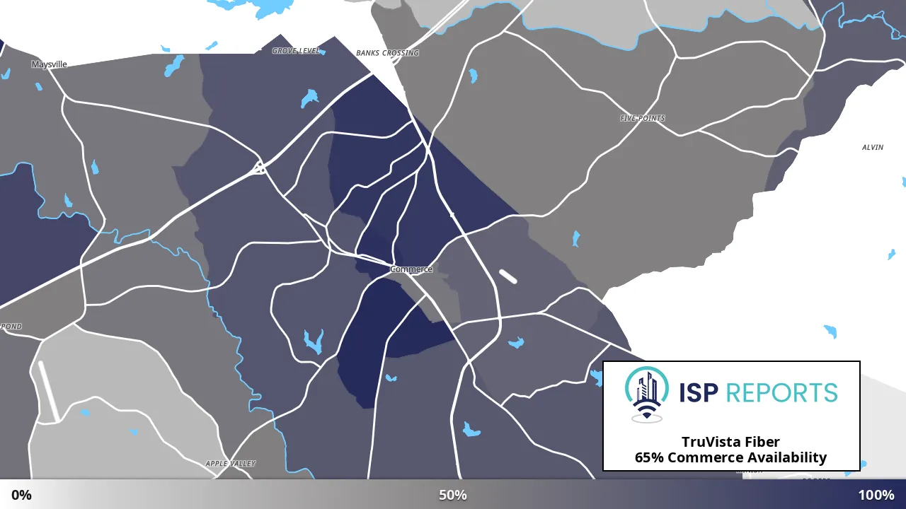 Commerce, GA map of internet availability