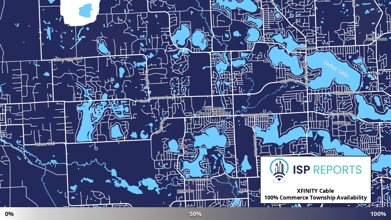 Commerce Township, MI map of internet availability