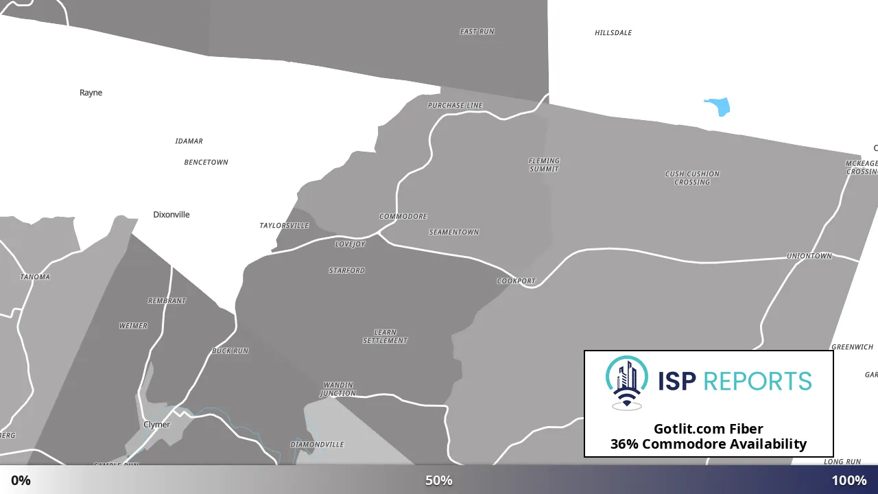 Commodore, PA map of internet availability