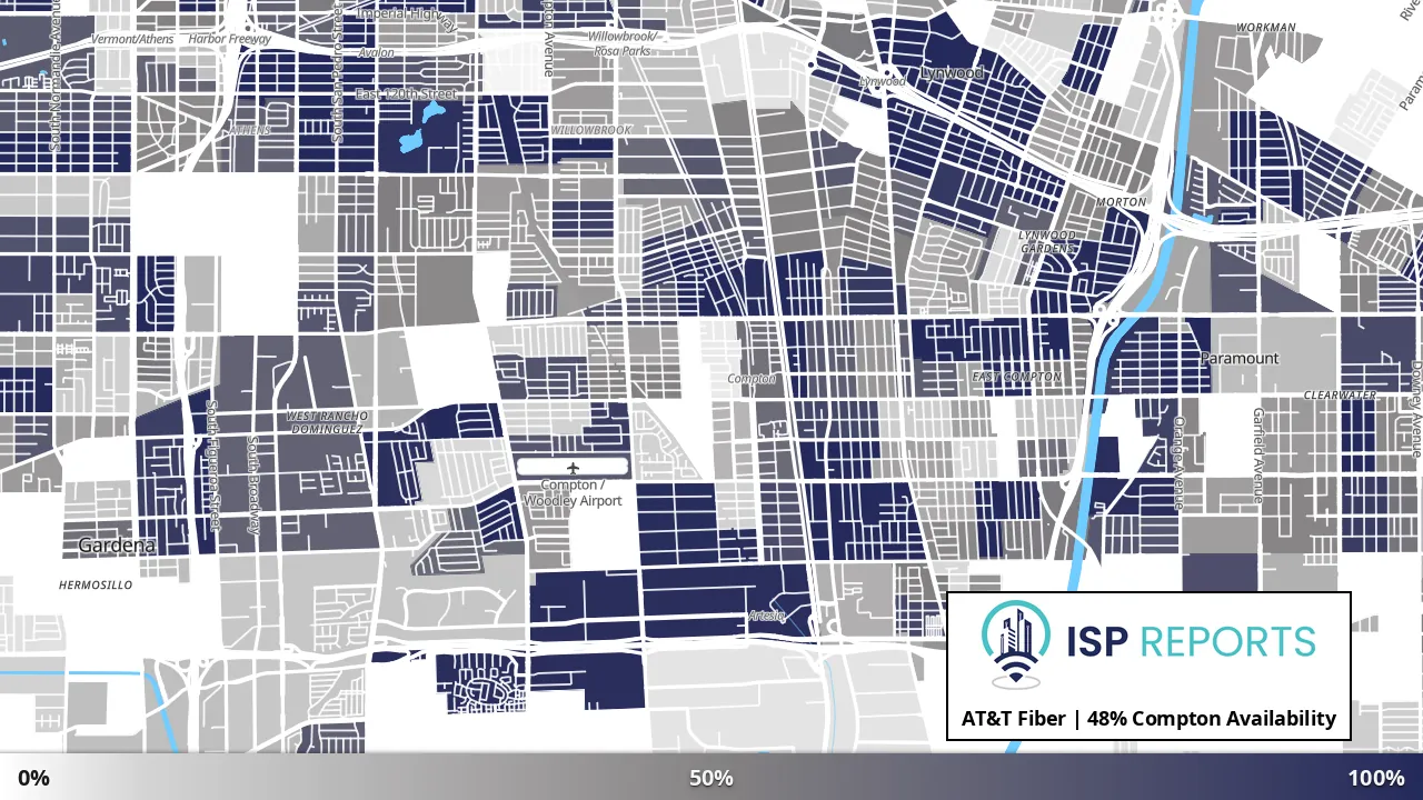 Compton, CA map of internet availability