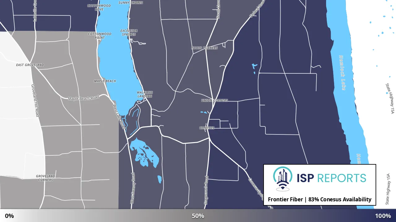 Conesus, NY map of internet availability