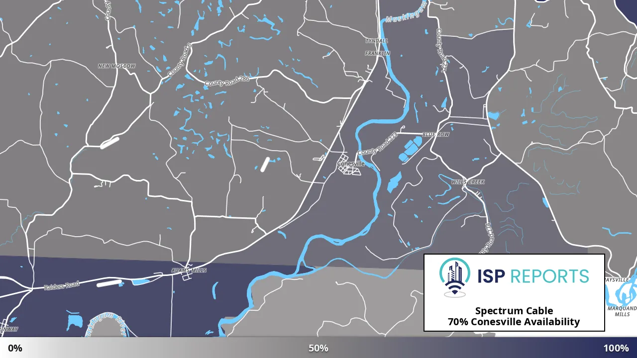 Conesville, OH map of internet availability