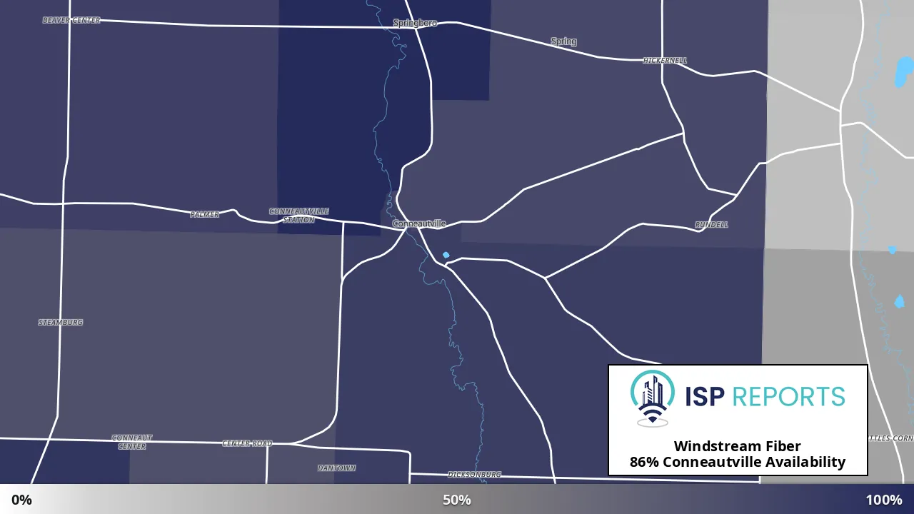 Conneautville, PA map of internet availability
