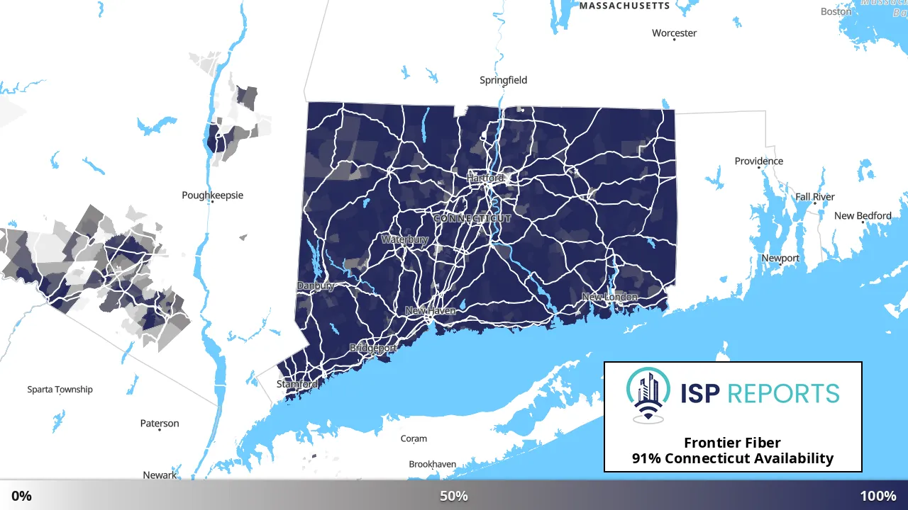 Connecticut map of internet availability