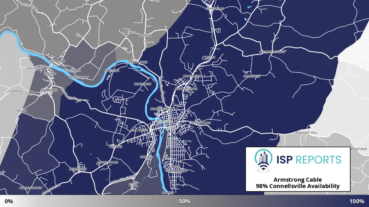 Connellsville, PA map of internet availability