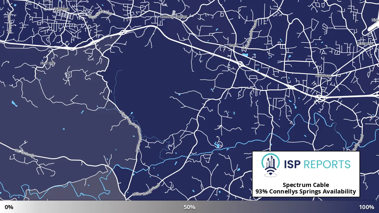Connellys Springs, NC map of internet availability
