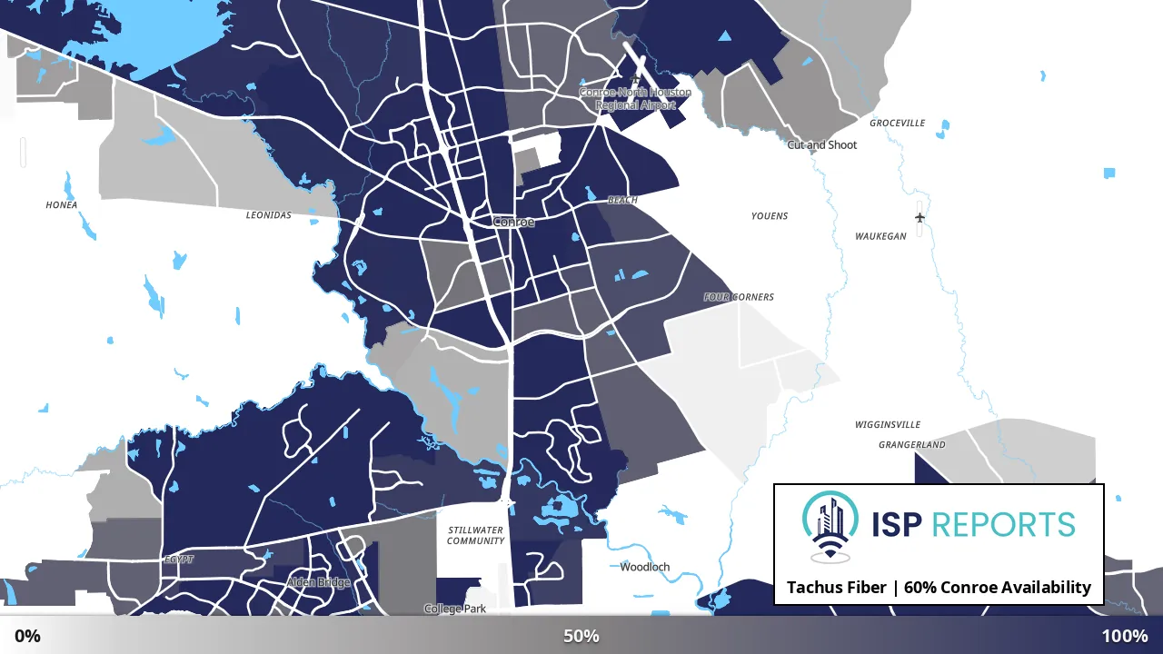 Conroe, TX map of internet availability