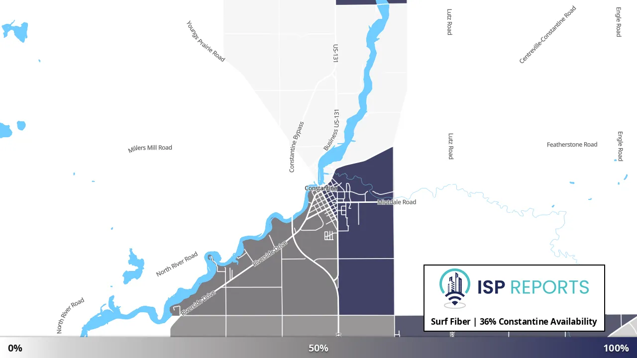 Constantine, MI map of internet availability