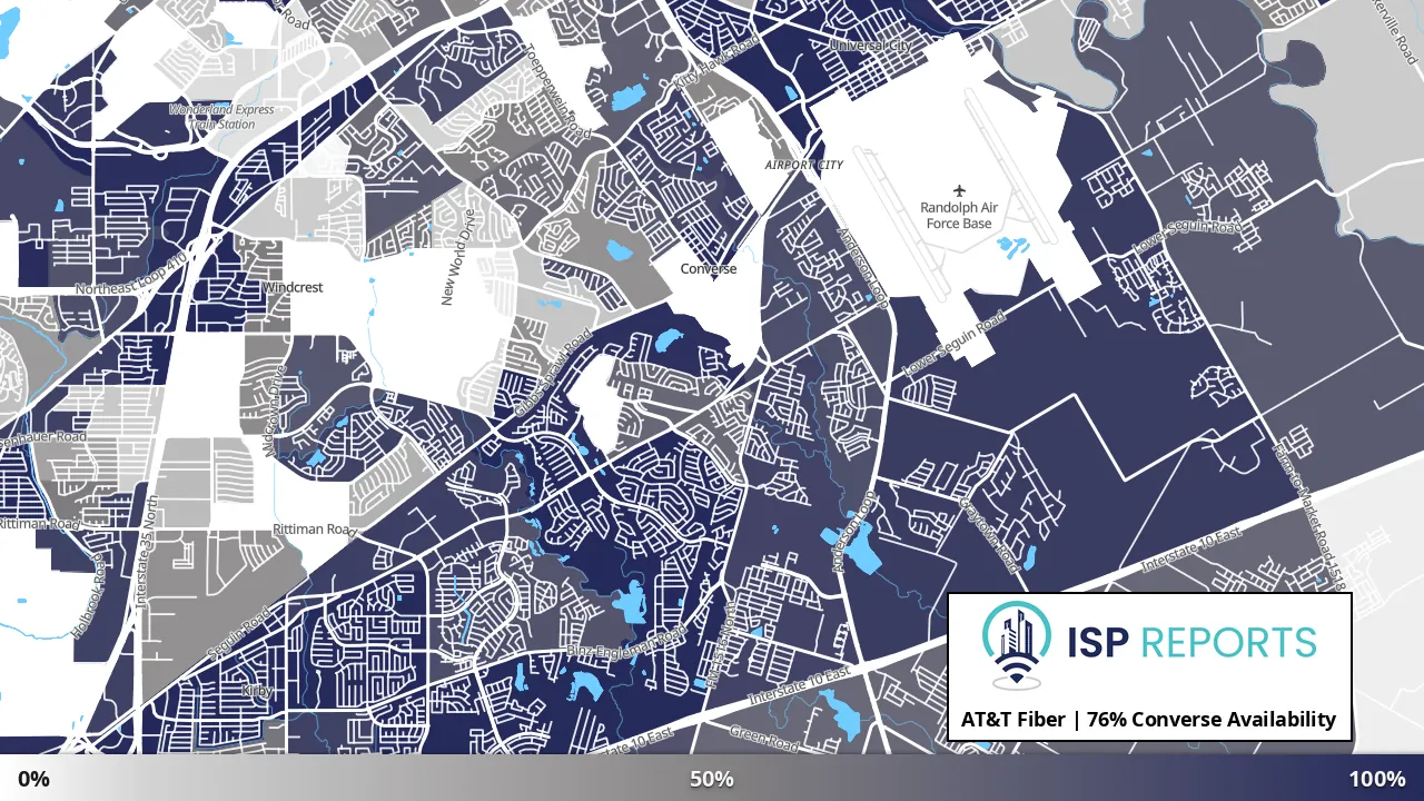 Converse, TX map of internet availability