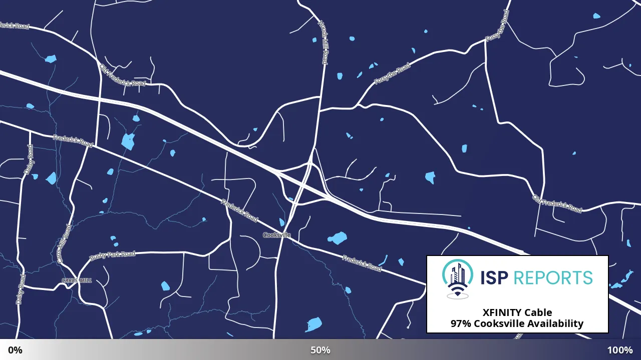 Cooksville, MD map of internet availability
