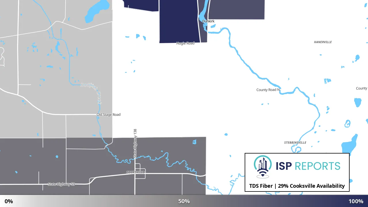 Cooksville, WI map of internet availability
