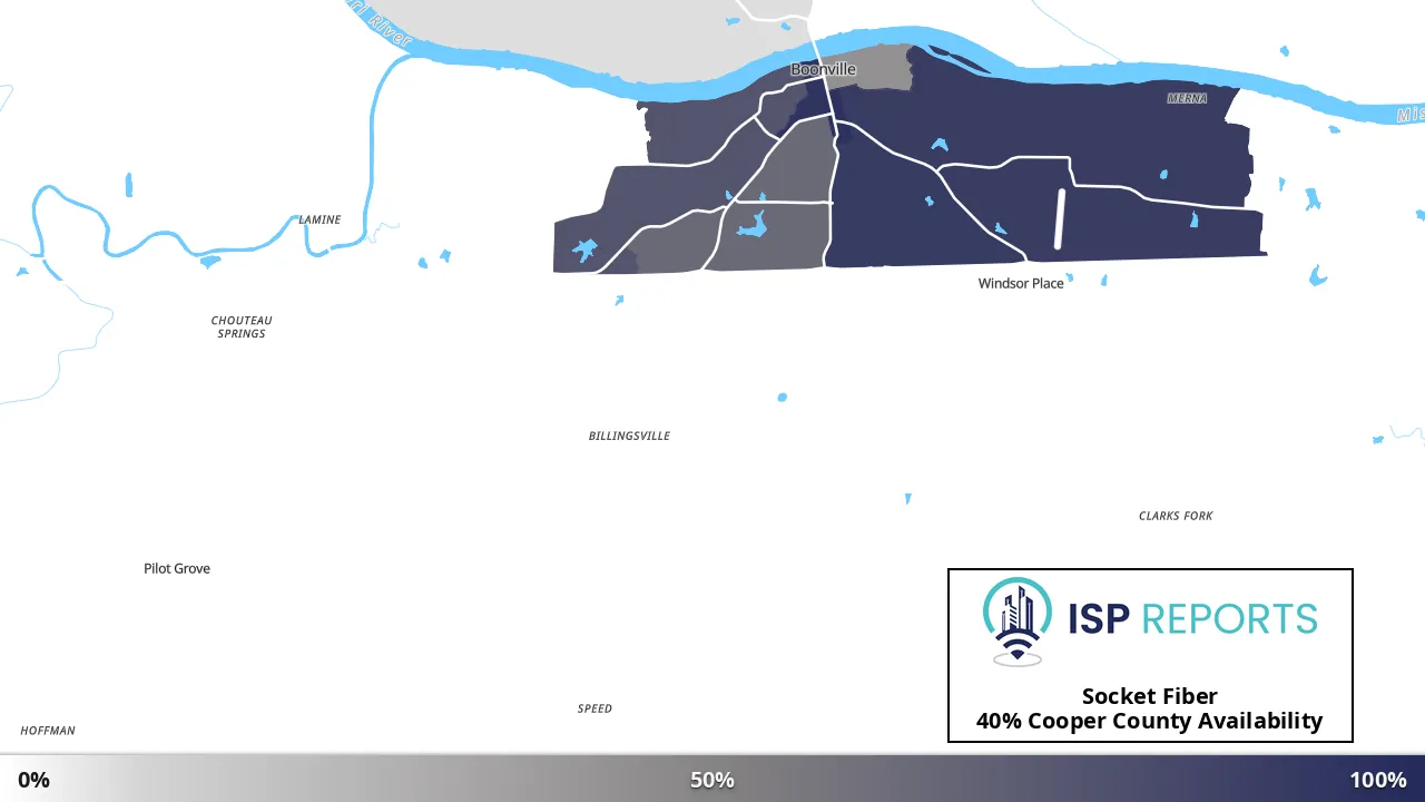 Cooper County, MO map of internet availability