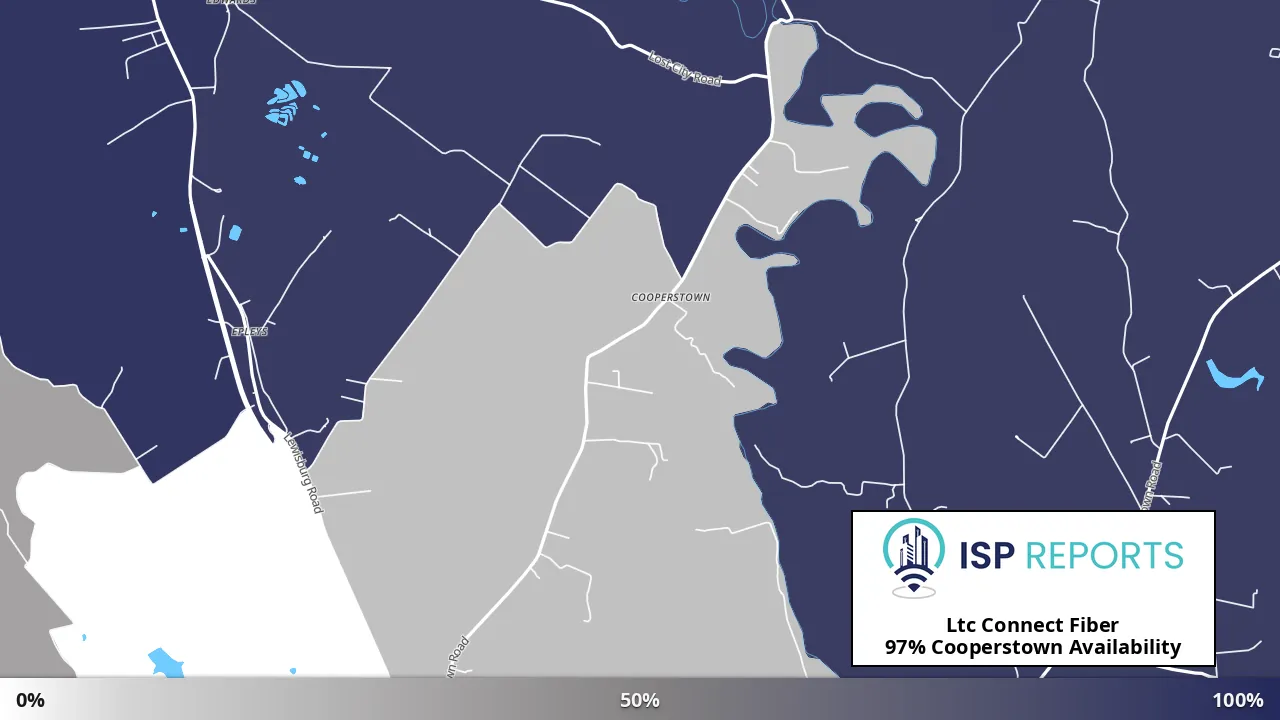 Cooperstown, KY map of internet availability