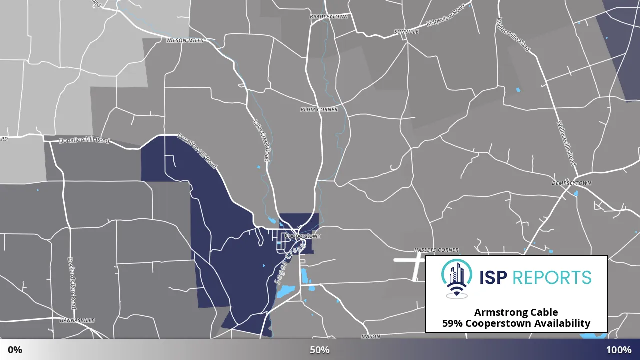 Cooperstown, PA map of internet availability