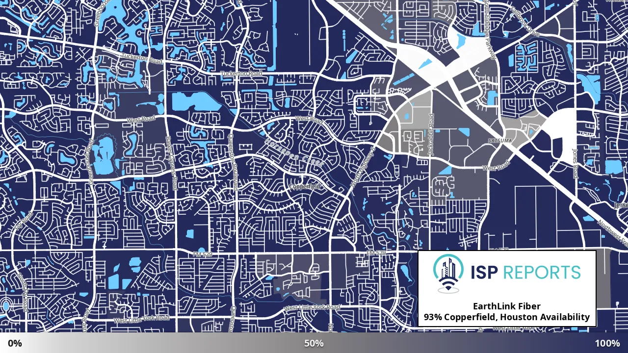 Copperfield, Houston, TX map of internet availability