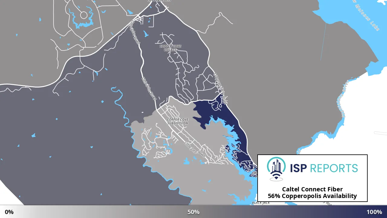 Copperopolis, CA map of internet availability