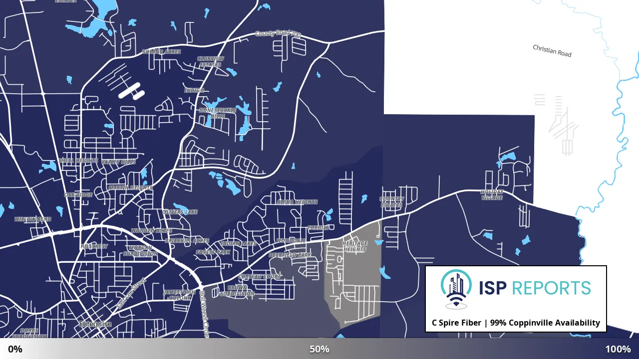 Coppinville, AL map of internet availability