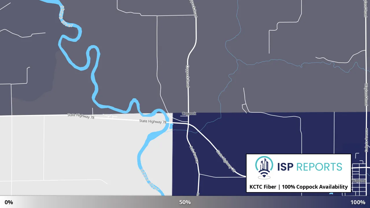 Coppock, IA map of internet availability
