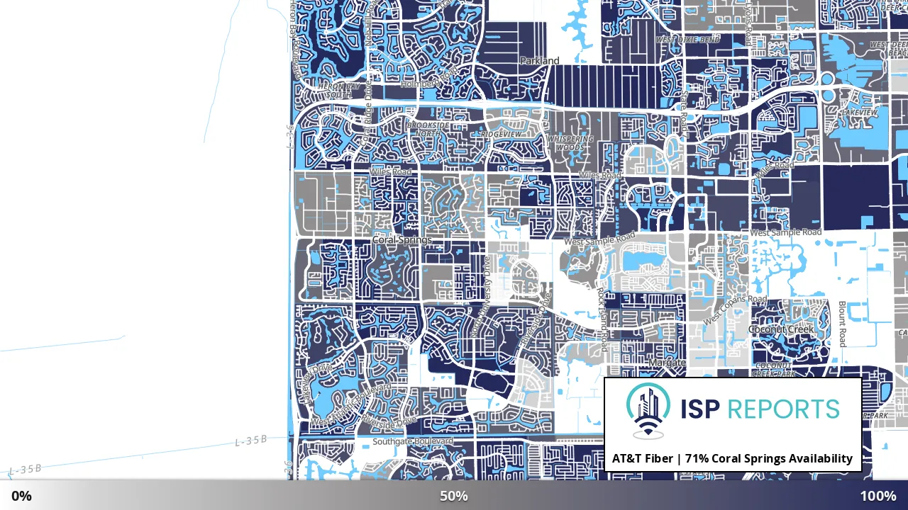 Coral Springs, FL map of internet availability