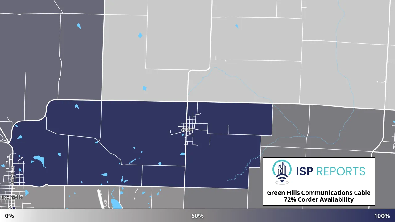 Corder, MO map of internet availability