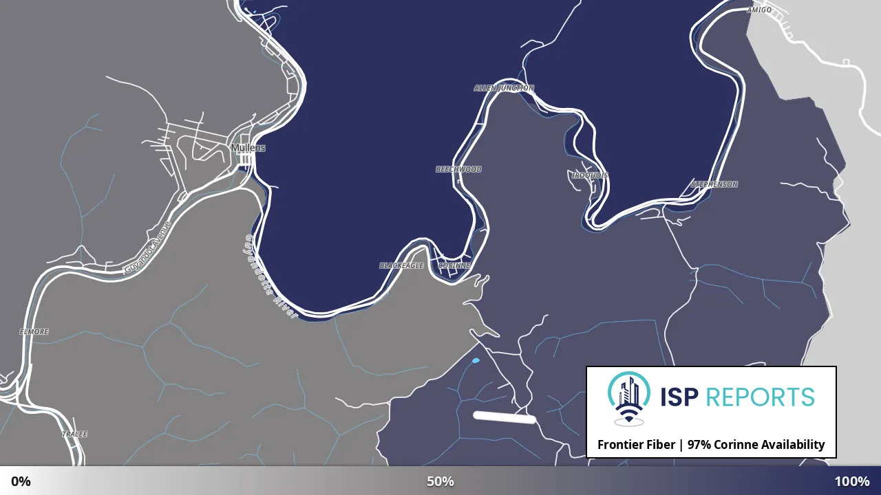 Corinne, WV map of internet availability