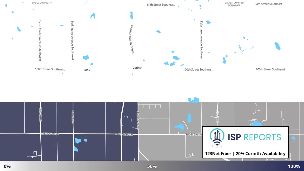 Corinth, MI map of internet availability