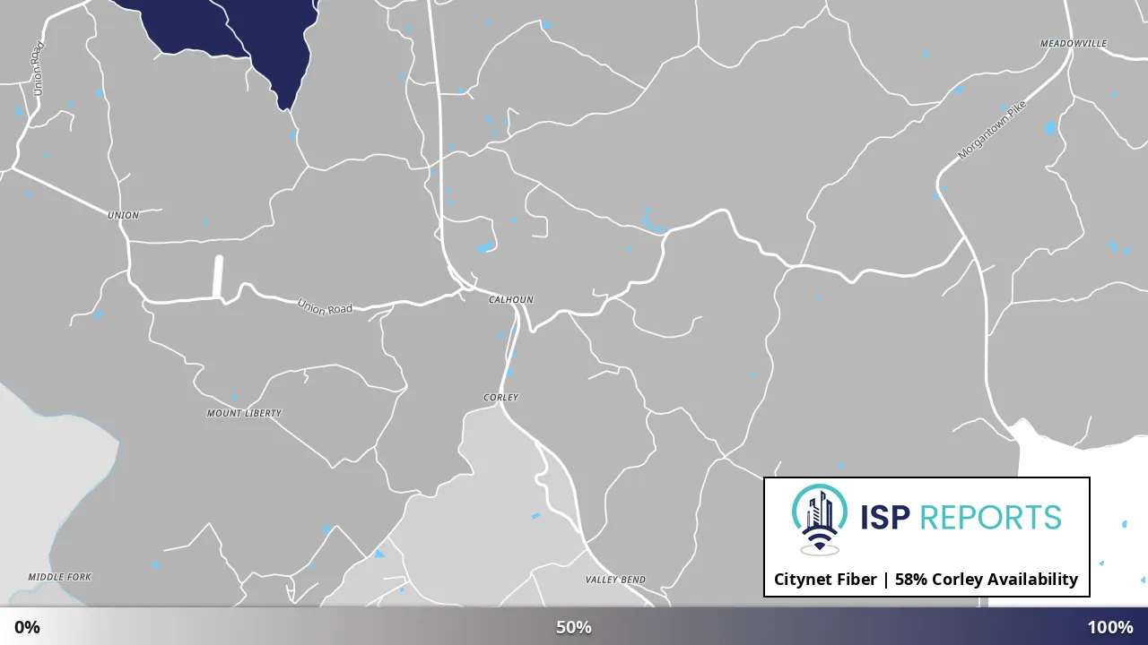 Corley, WV map of internet availability