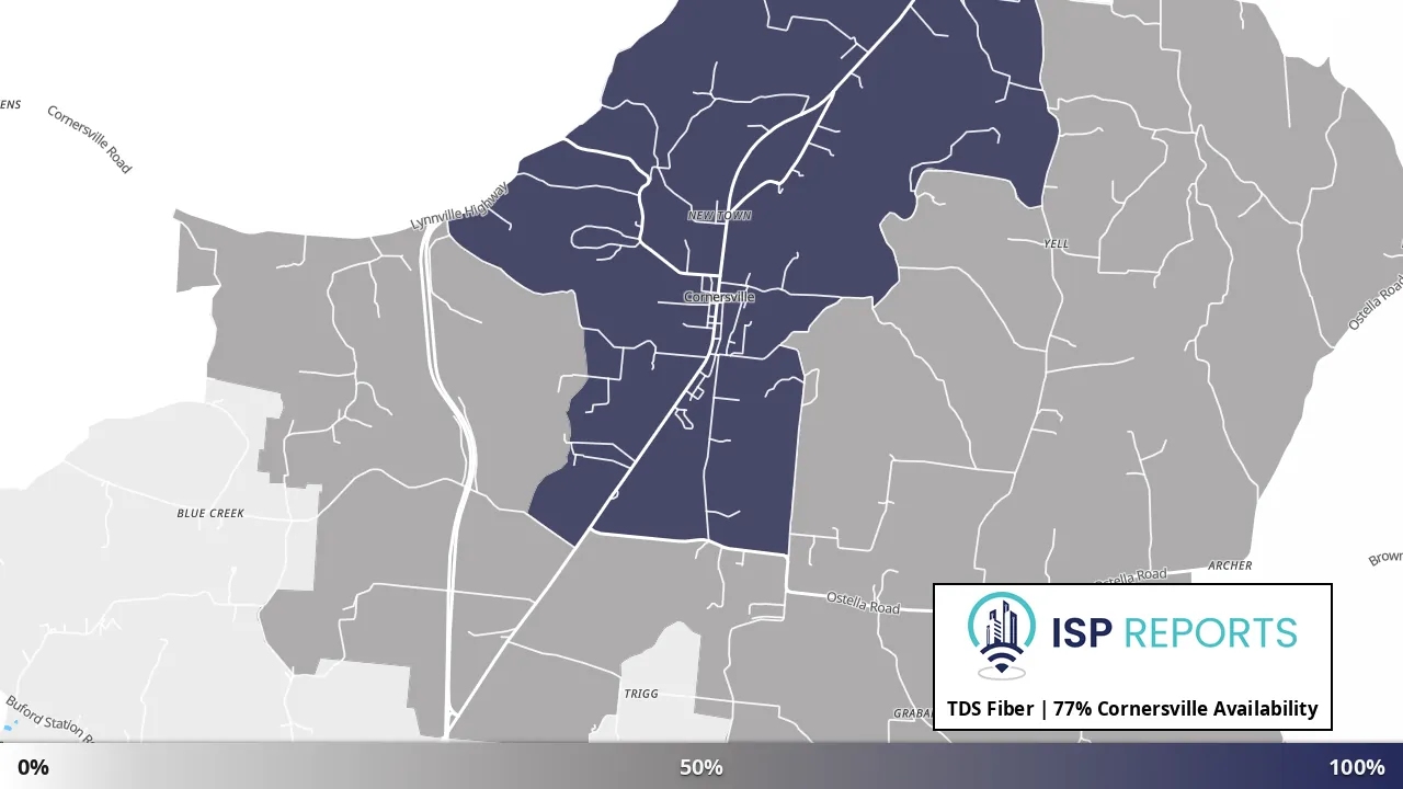 Cornersville, TN map of internet availability