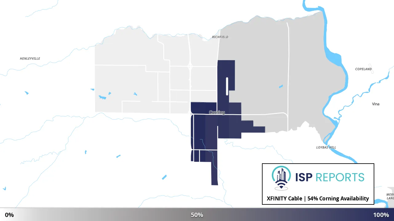 Corning, CA map of internet availability
