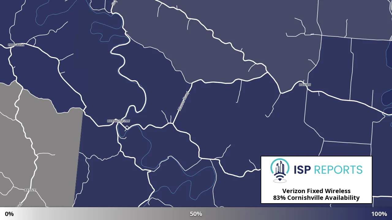 Cornishville, KY map of internet availability