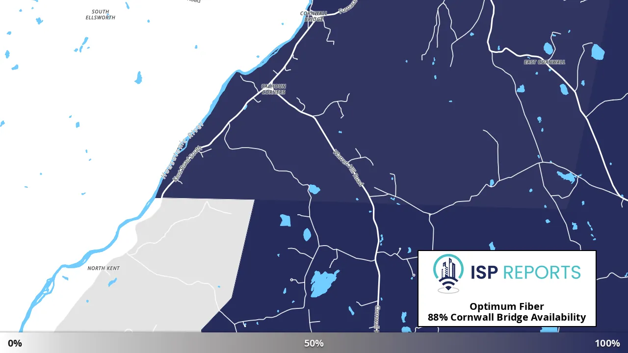 Cornwall Bridge, CT map of internet availability