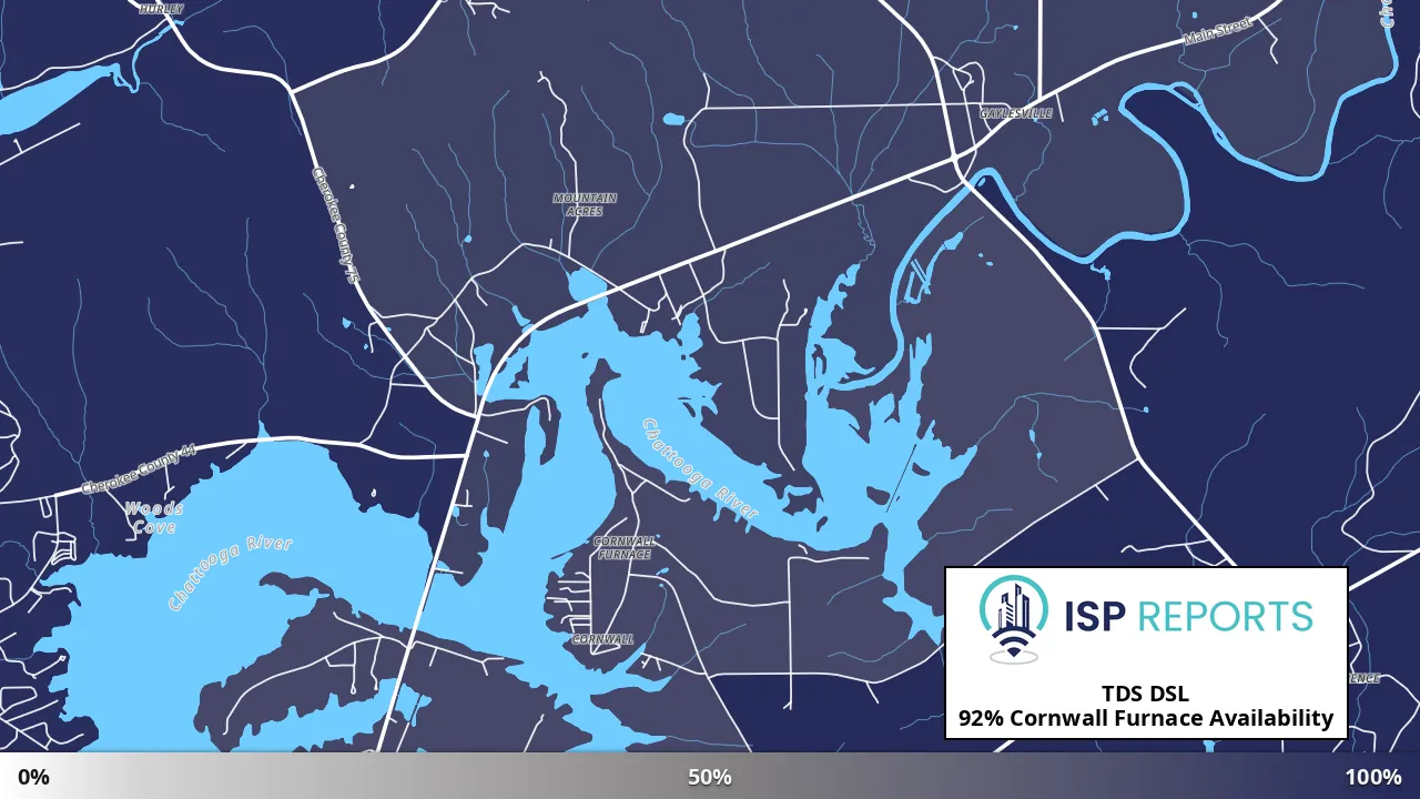Cornwall Furnace, AL map of internet availability